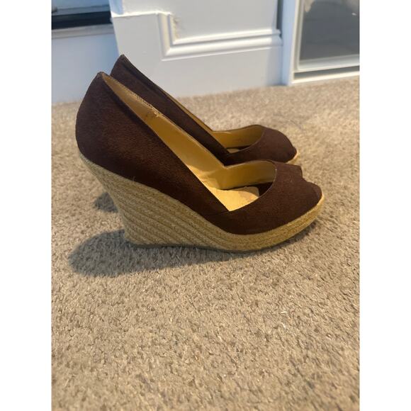 Colin Stuart Peep Toe Espadrille Wedge Shoes, Size 8.5 - Picture 2 of 6
